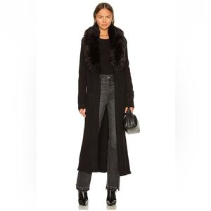 🖤NWT SHOW ME YOUR MUMU LOMBARDI FAUX FUR LONG CARDIGAN COAT in BLACK sz …